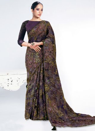 Ruritanian Purple Brasso Contemporary Sari