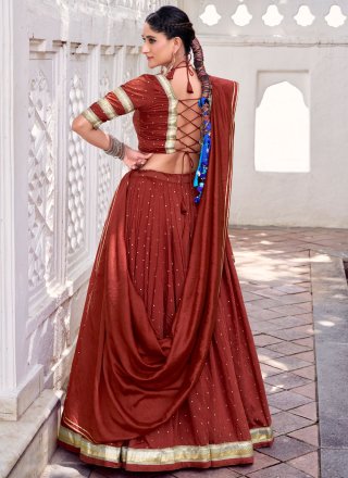 Rust Chanderi Readymade Lehenga Choli