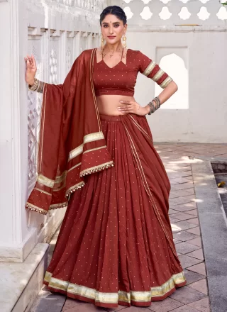 Rust Chanderi Readymade Lehenga Choli