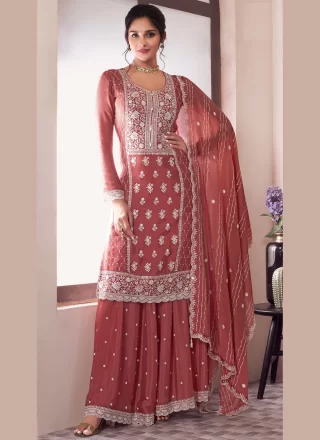 Rust Chinon Salwar Suit