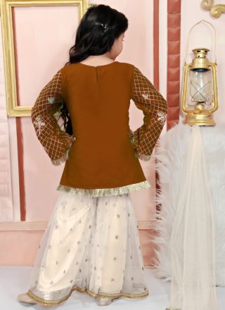 Rust Embroidered and Zari Work Cotton Silk Readymade Salwar Suit