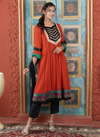 Rust Georgette Pant Style Suit