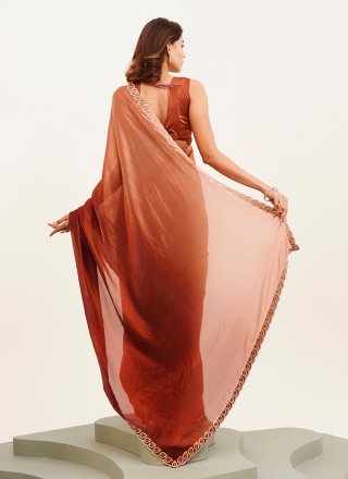 Rust Satin Beads and Stone Work Trendy Saree