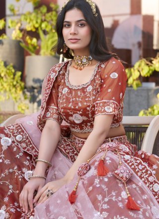 Rust Silk Lehenga Choli
