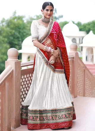 Satin A - Line Lehenga Choli with Fancy and Lace Work