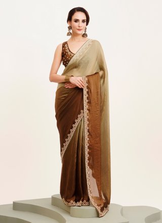 Satin Contemporary Saree In Multi Color