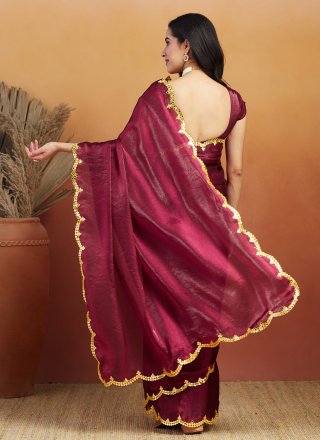 Satin Contemporary Saree with Embroidered Work