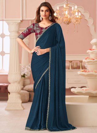 Satin Designer Saree In Morpeach Colour