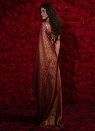 Satin Silk Classic Saree with Zircon Work