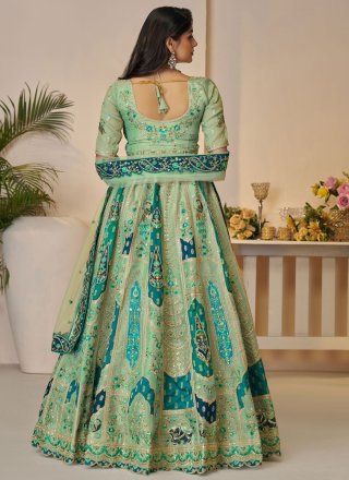 Sea Green Banarasi Silk A - Line Lehenga Choli