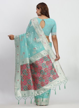 Sea Green Cotton Trendy Saree