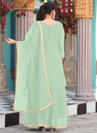 Sea Green Georgette Embroidered and Zari Work Readymade Lehenga Choli
