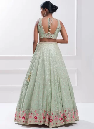 Sea Green Georgette Embroidered, Sequins and Thread Work Lehenga Choli for Ceremonial