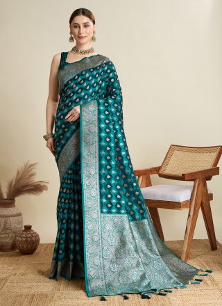 Sea Green Satin Silk Classic Saree