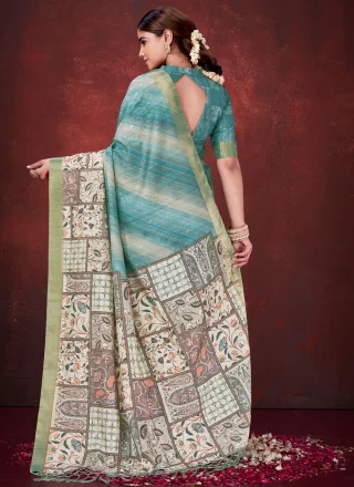 Sea Green Silk Casual Sari