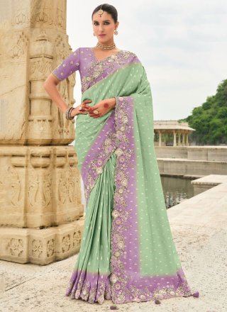 Sea Green Silk Classic Sari