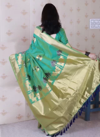 Sea Green Silk Classic Sari