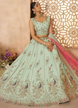 Sea Green Silk Lehenga Choli