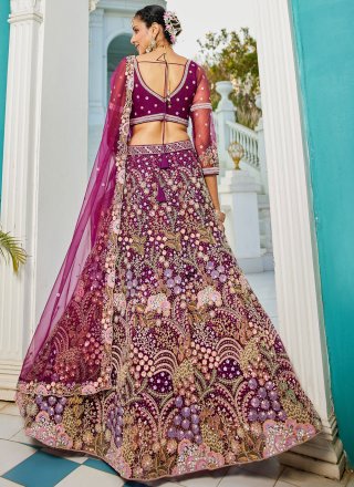 Sensational Burgundy Net Lehenga Choli