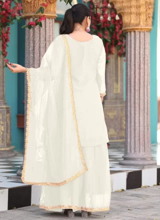 Sensational White Georgette Readymade Lehenga Choli