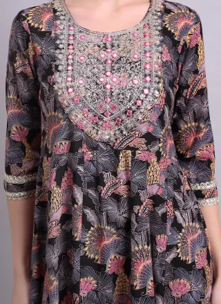Sensible Black Cotton Designer Kurti