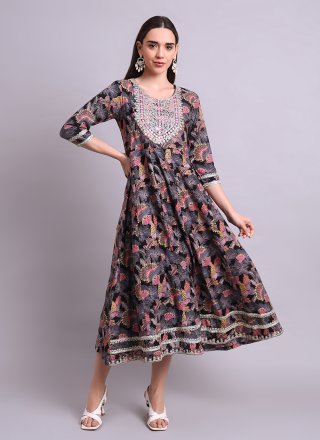 Sensible Black Cotton Designer Kurti