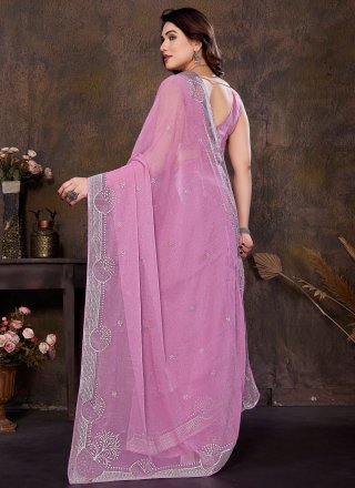 Shimmer Classic Sari In Magenta and Pink Color