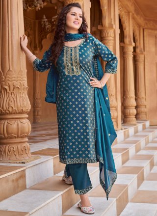 Shimmer Salwar Suit with Embroidered and Print Work