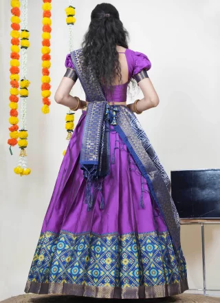 Silk A - Line Lehenga Choli In Lavender Color
