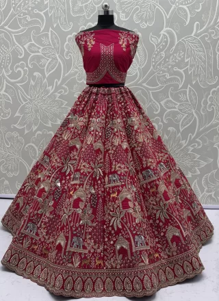 Silk A - Line Lehenga Choli In Pink and Rani