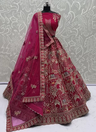 Silk A - Line Lehenga Choli In Pink and Rani