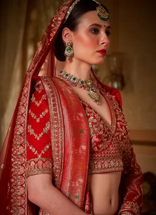 Silk A - Line Lehenga Choli In Red