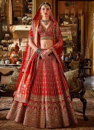 Silk A - Line Lehenga Choli In Red