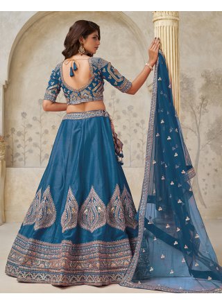 Silk A - Line Lehenga Choli In Teal Colour