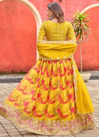Silk A - Line Lehenga Choli In Yellow Color