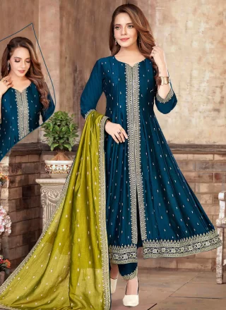 Silk Anarkali Suit with Embroidered Work