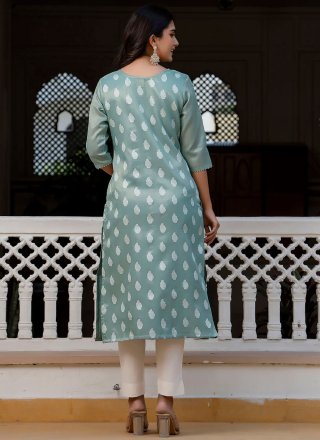 Silk Blend Casual Kurti with Embroidered and Zari Work