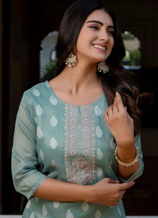 Silk Blend Casual Kurti with Embroidered and Zari Work