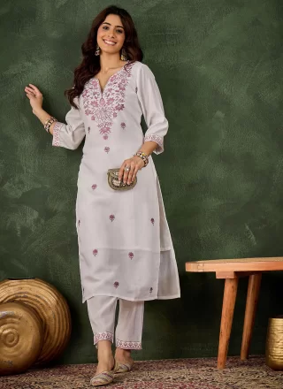 Silk Blend Designer Kurti with Embroidered Work