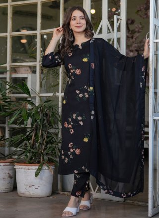 Silk Blend Pant Style Suit with Print Work
