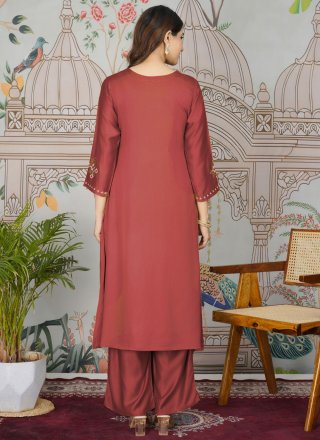 Silk Casual Kurti In Crimson