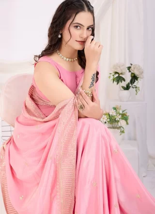 Silk Casual Sari In Pink