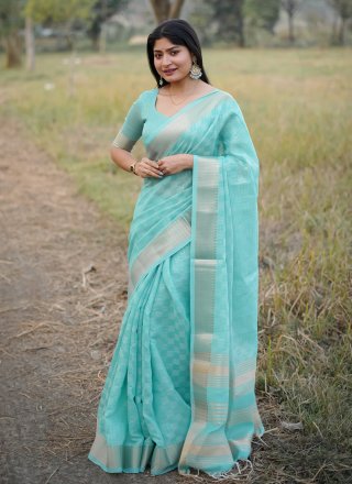 Shop Printed Linen Casual Saree Online : 138392 -