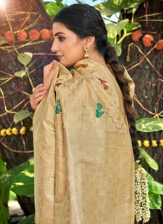 Silk Classic Saree In Beige Colour