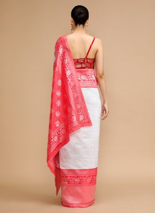Silk Classic Saree In Off White Color