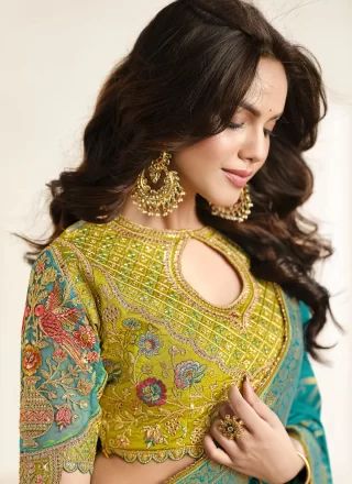 Silk Classic Saree In Rama Color