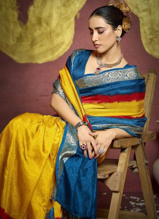 Silk Classic Saree In Yellow Color