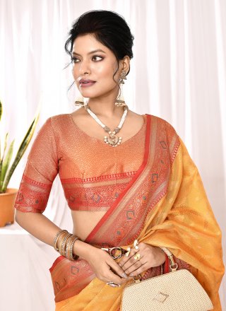 Silk Classic Saree In Yellow Colour