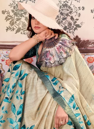 Silk Classic Saree with Checks and Floral Patch Work