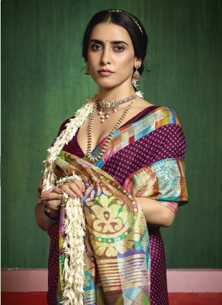 Silk Classic Saree with Print Work